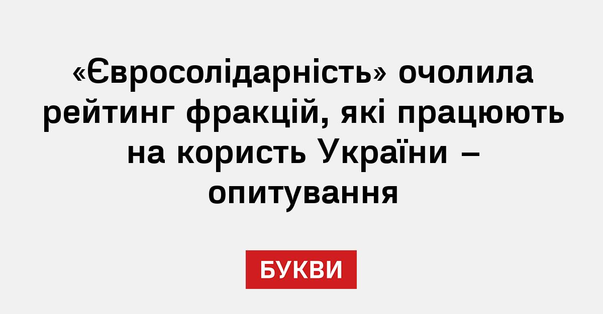 «Євросолідарність» очолила рейтинг фракцій, які працюють на користь України – опитування