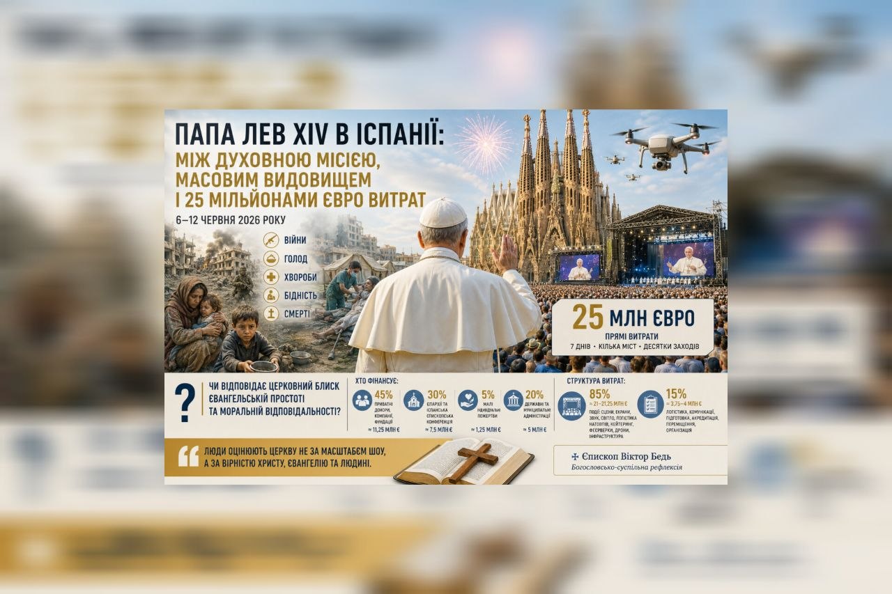ПАПА ЛЕВ XIV В ІСПАНІЇ: МІЖ ДУХОВНОЮ МІСІЄЮ, МАСОВИМ ВИДОВИЩЕМ І 25 МІЛЬЙОНАМИ ЄВРО ВИТРАТ